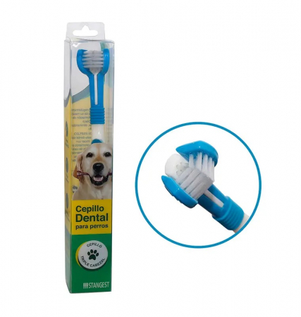 Periuță de dinți cu trei capete pentru câini