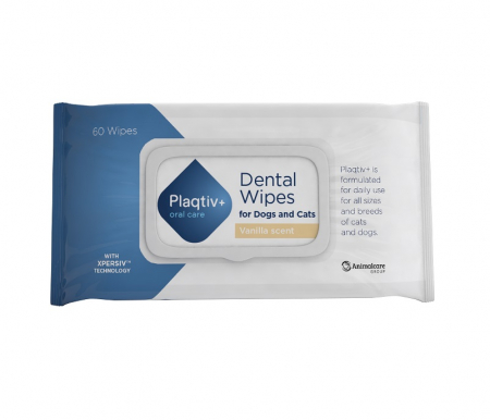 Igienă și Îngrijire Pisici - Plaqtiv+ Oral Care Wipes Vanilla - 64 servetele dentale