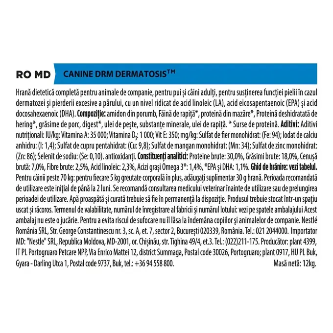 Purina Pro Plan Veterinary Diets Dog DRM Dermatosis – 12 kg [1]