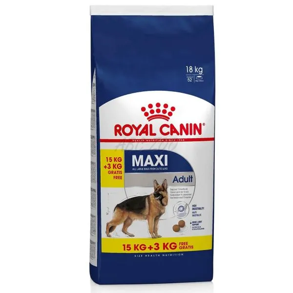 Hrană Uscată Câini - Royal Canin Maxi Adult - 15 kg + 3 kg gratis