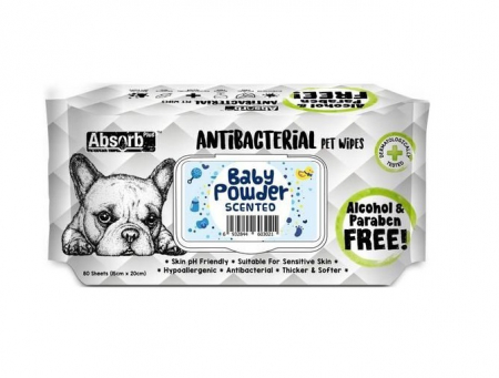 Șervețele Umede - Șervetele umede Absorb Plus Antibacterian - Baby Powder – 80 bucăți