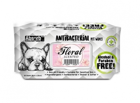 Șervețele Umede - Șervetele umede Absorb Plus Antibacterian - Floral – 80 bucăți