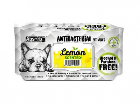 Șervețele Umede - Șervetele umede Absorb Plus Antibacterian - Lemon – 80 bucăți