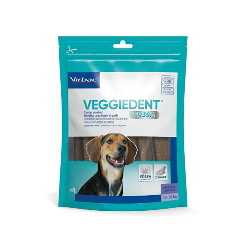 Recompense Câini - VeggieDent Fresh M (10-30 Kg) - 15 batoane