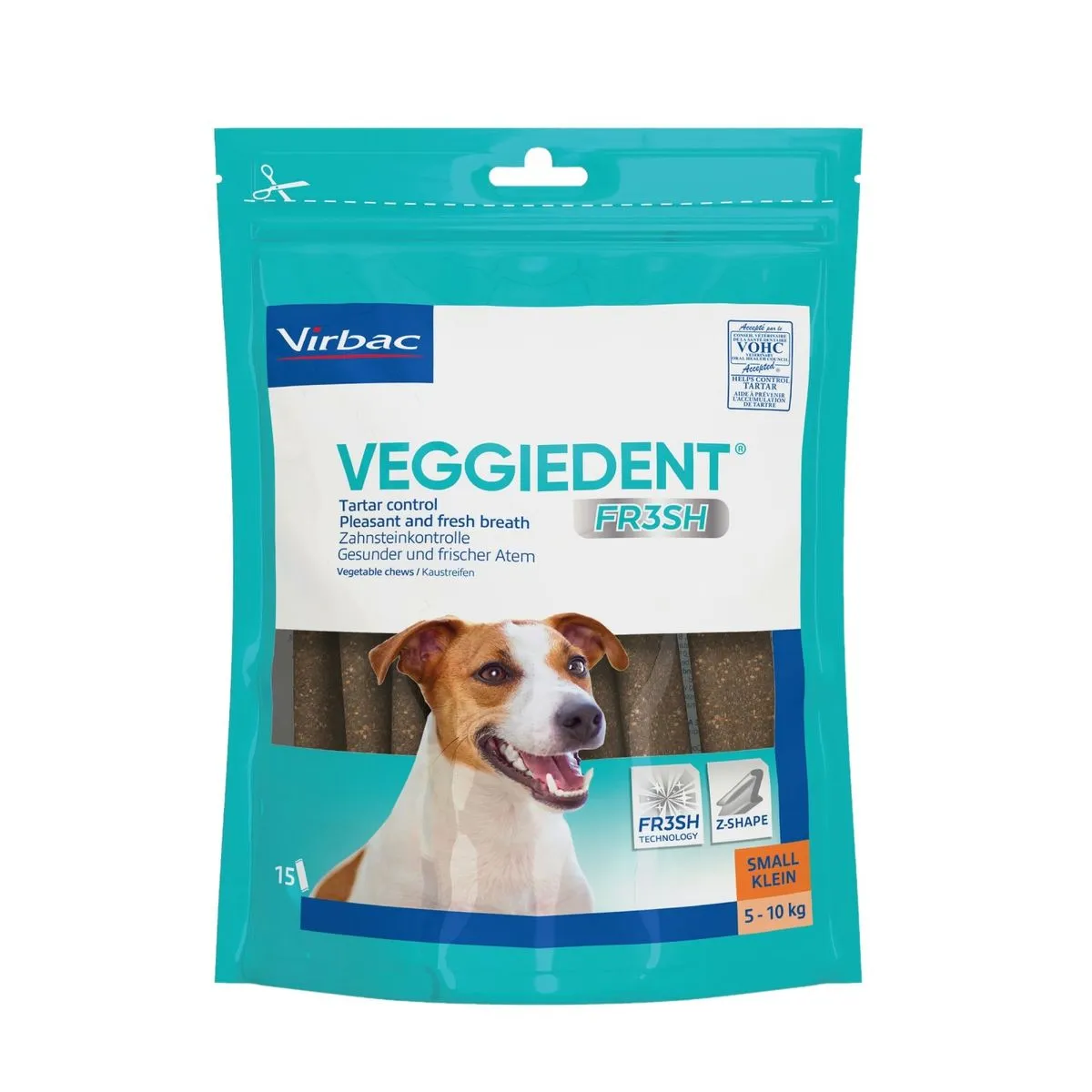 Recompense Câini - VeggieDent Fresh S (5-10 Kg) - 15 batoane
