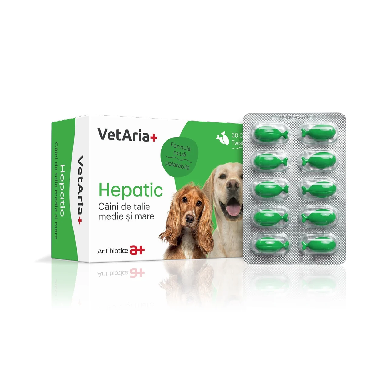 Afecțiuni Hepatice - Vetaria+ Hepatic Câine Talie Medie si Mare - 30 capsule twist off