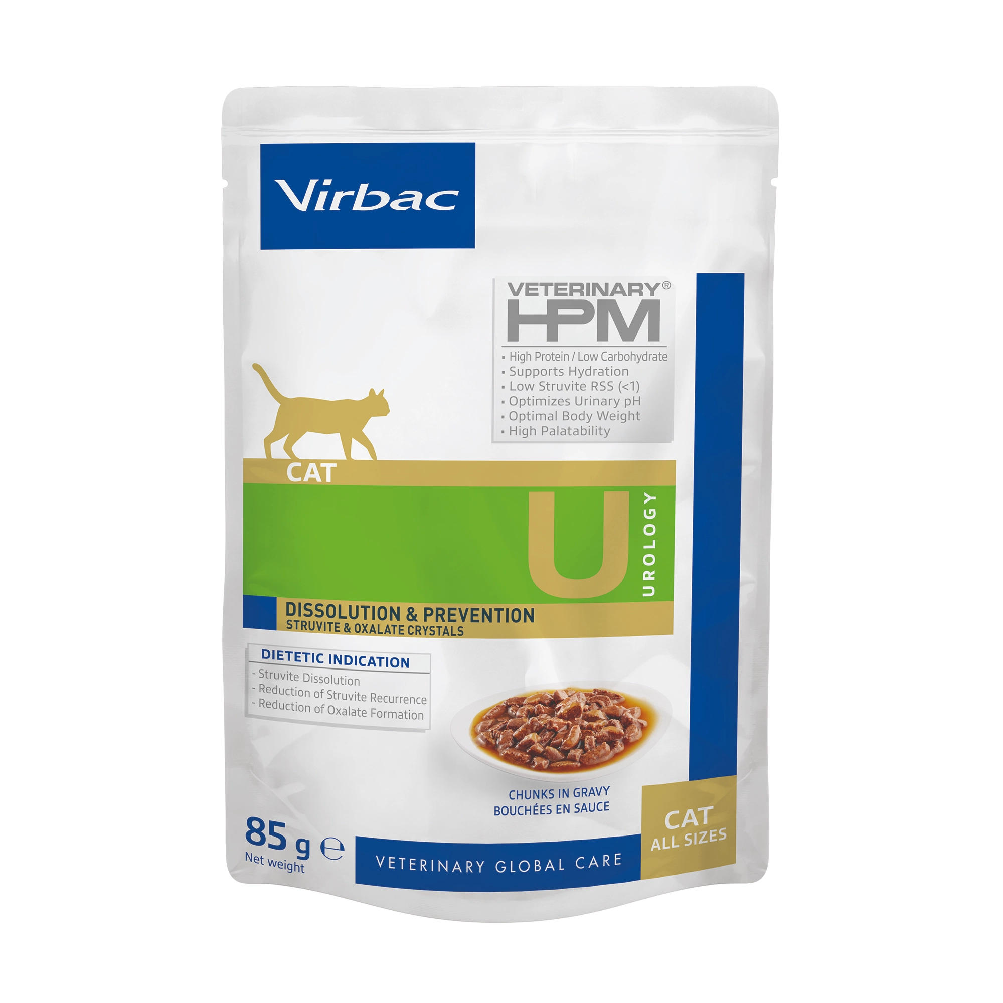 Dispozitive Automate pentru Hrănire - Virbac HPM Cat Urology Diss & Prev Chunks in Gravy - plic 85 g