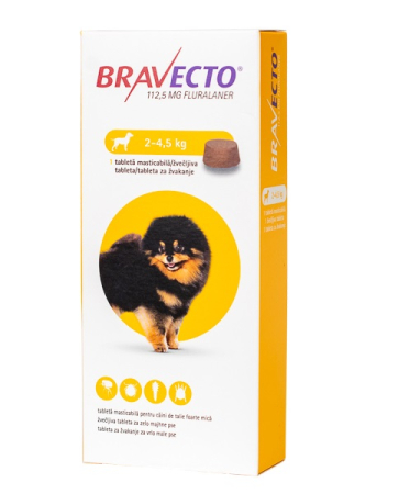 Antiparazitare Externe - Bravecto 112.50 mg (2-4,5 kg) - 1 tableta