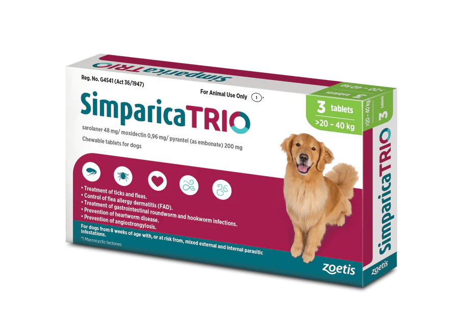 Antiparazitare Externe - Simparica Trio 48 mg (20-40 kg) - 3 tablete