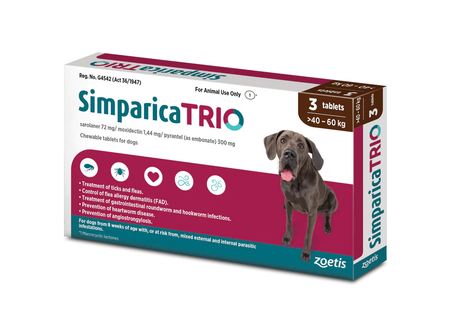 Antiparazitare Externe - Simparica Trio 72 mg (40-60 kg) - 3 tablete