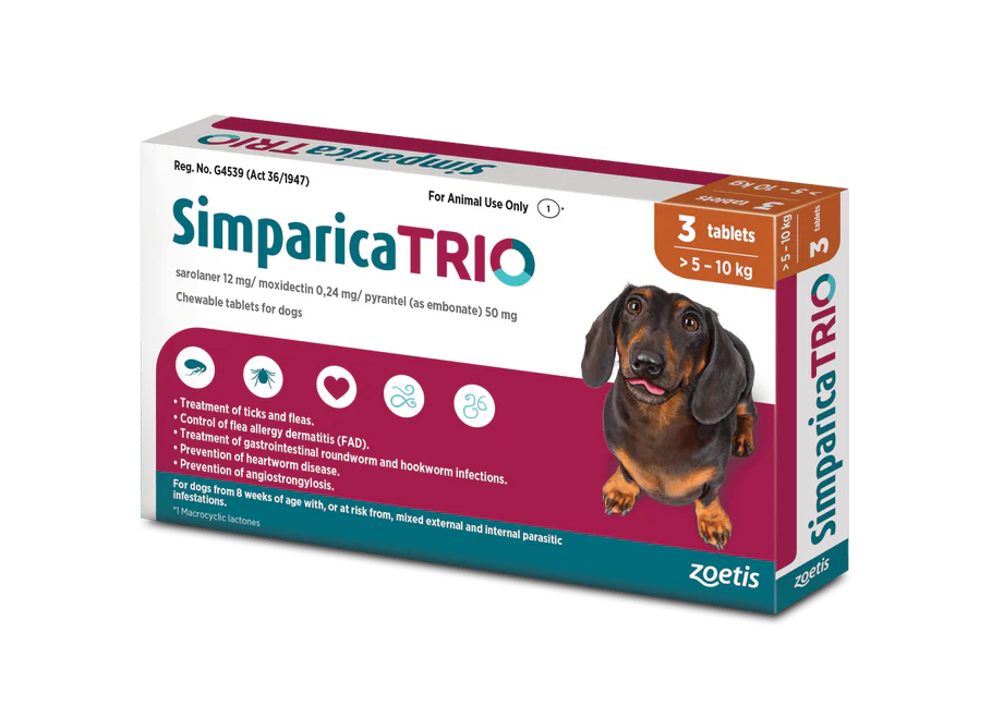 Antiparazitare Externe - Simparica Trio 12 mg (5-10 kg) - 3 tablete