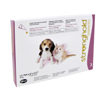 Antiparazitare Externe - Stronghold 15 mg (sub 2.5 kg) - 3 pipete