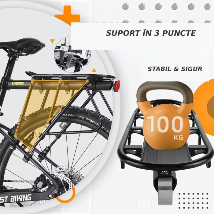 Portbagaj spate bicicletă reglabil din aliaj de aluminiu cu reflector – Negru [5]