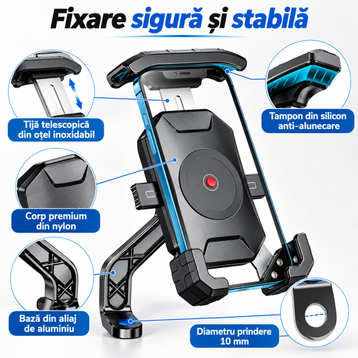 Suport telefon motocicletă pentru oglindă 360° – 4–7 inch [3]