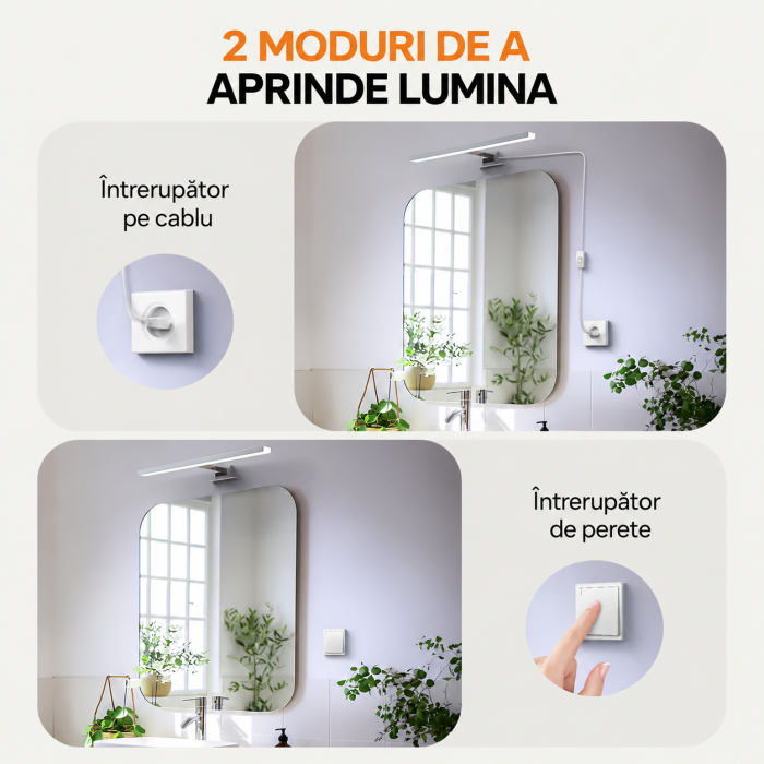 Aplică LED oglindă baie 40 cm 10W 1184 lm alb neutru [3]