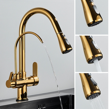 Baterie aurie profesionala cu robinet pentru apa filtrata [2]