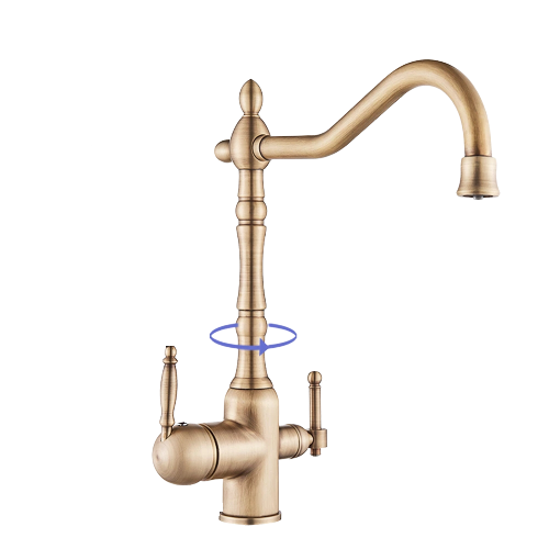 Baterie bucatarie clasica, auriu antichizat cu robinet pentru apa filtrata [4]