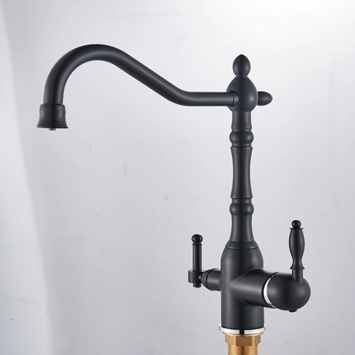 Baterie bucatarie clasica , negru mat cu robinet separat pentru apa filtrata. [6]