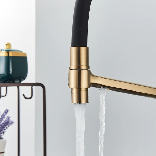 Baterie bucatarie cu 3 cai pentru filtru de purificare, auriu cu negru [9]