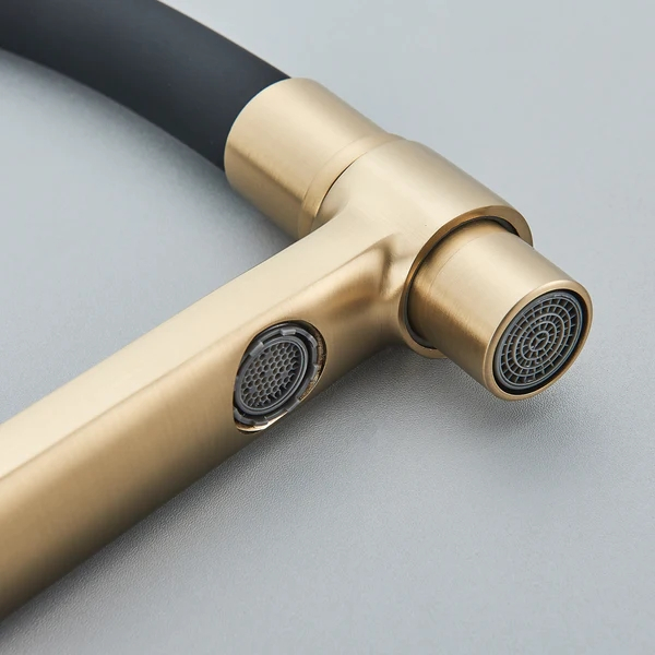 Baterie bucatarie cu 3 cai pentru filtru de purificare, auriu cu negru [5]