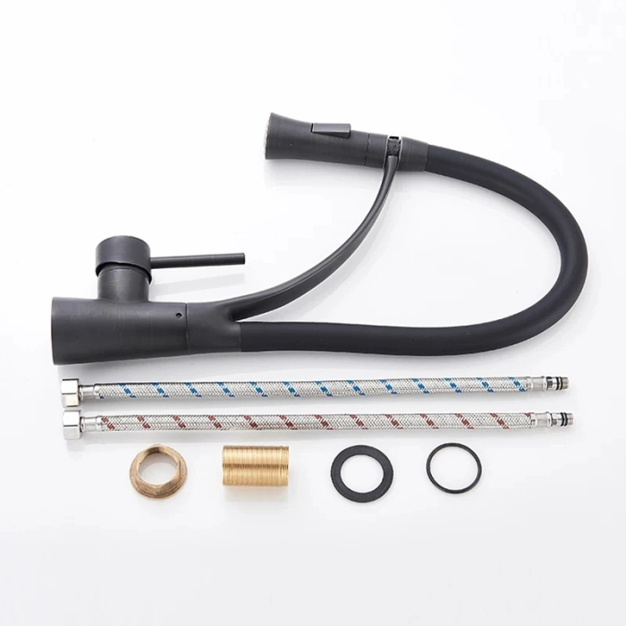 Baterie de bucatarie 2 functii de curgere a apei, negru mat [4]