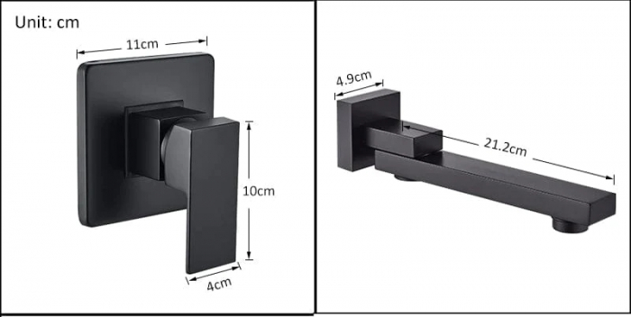 Baterie de lavoar neagru mat, incastrata [4]