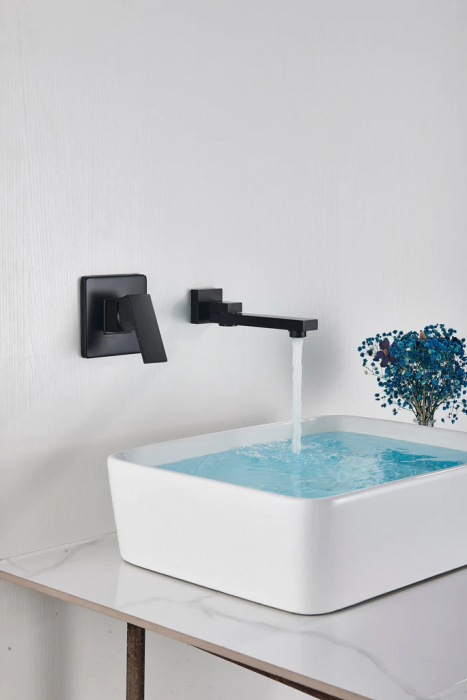 Baterie de lavoar neagru mat, incastrata [3]