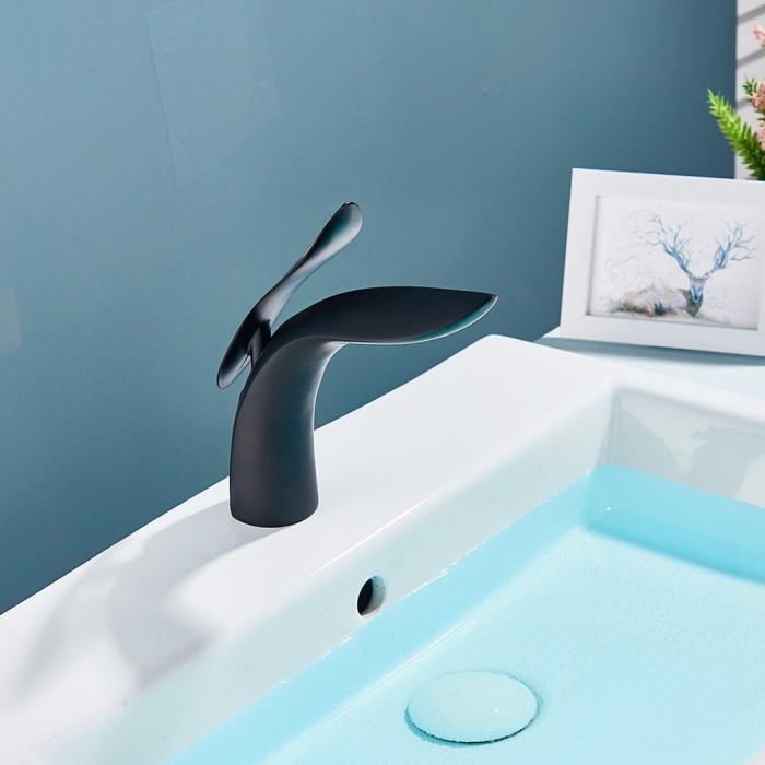 Baterie lavoar cu montare pe chiuveta, negru mat [3]