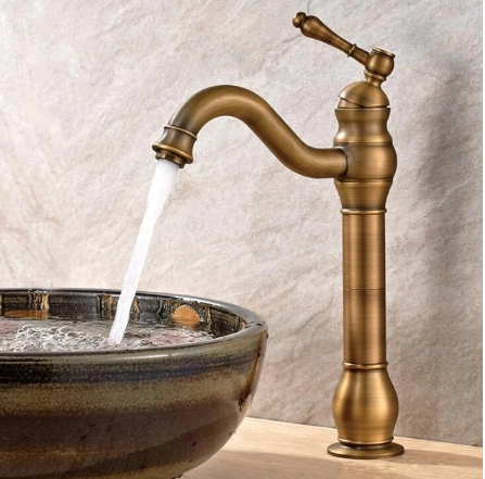 Baterie lavoar, montare pe blat, auriu antichizat [2]