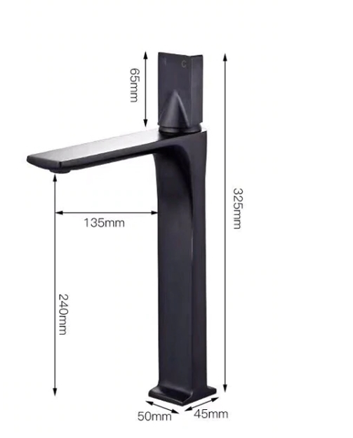 Baterie lavoar neagra, slim cu montare pe blat [2]
