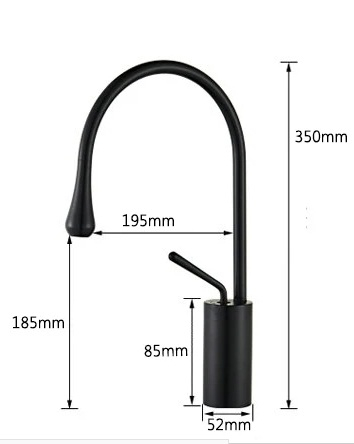 Baterie lavoar, negru mat, pipa inalta [3]