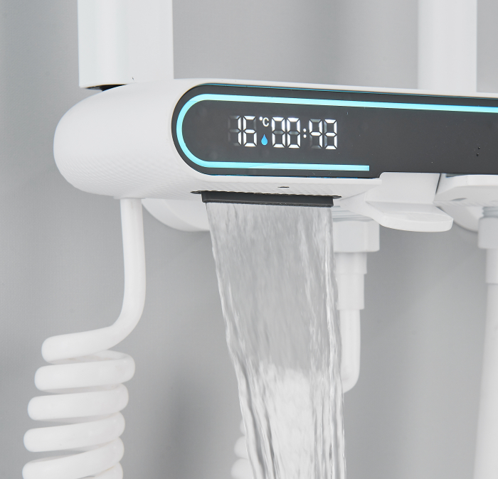 Coloană de duș cu afișaj digital și termostat, multiple funcții de curgere, alb [6]