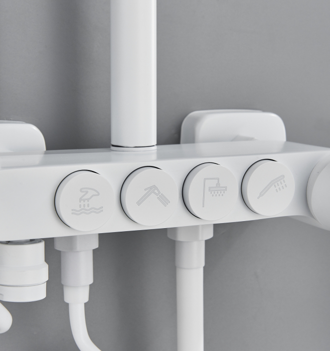 Coloana de Dus, cu efect de ploaie, termostat, alb mat [3]