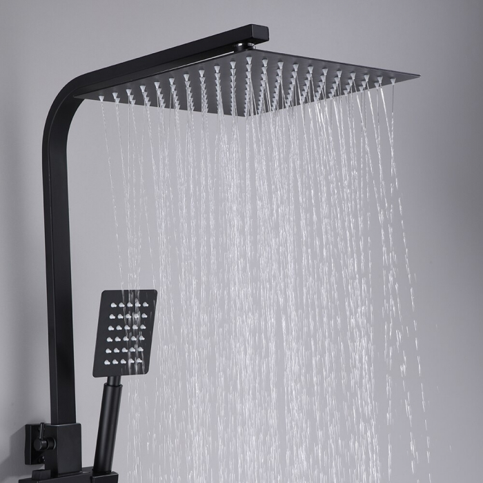 Coloana de dus cu para patrata 25 cm, negru mat, efect de ploaie, 3functii [2]
