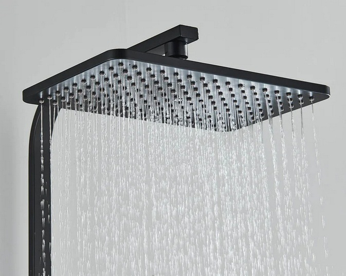 Coloana de dus cu termostat si afisaj, negru/auriu, cu efect de ploaie, 6 functii de curgere [4]
