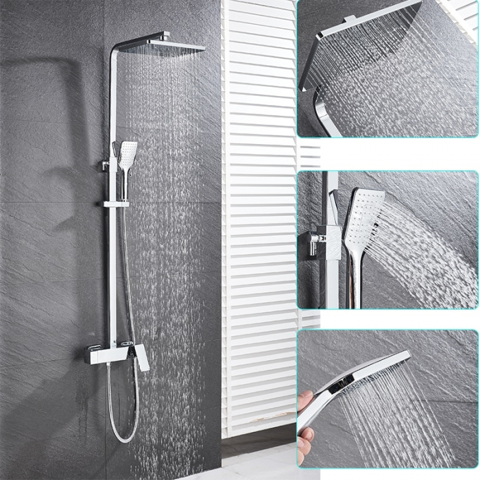 Coloana Dus, argintiu cromat, cu efect de ploaie, para dus 20 cm, 3 functii de curgere [5]