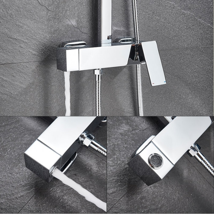 Coloana Dus, argintiu cromat, cu efect de ploaie, para dus 20 cm, 3 functii de curgere [3]