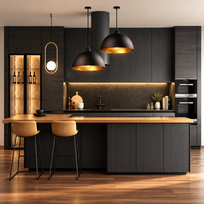 Lampă pendentă industrială neagră cu interior auriu Ø30 cm E27 [1]