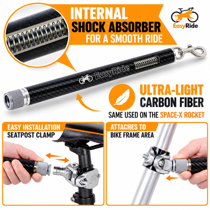 Set lesă câine pentru bicicletă EasyRide cu amortizor și rotire 180° [2]