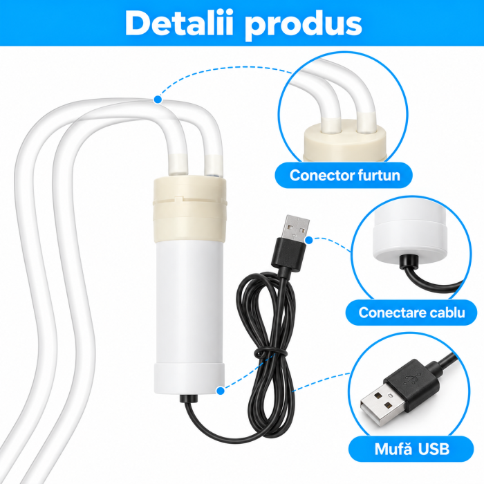Mini pompă apă USB 5V cu furtun 1 m și filtru [3]