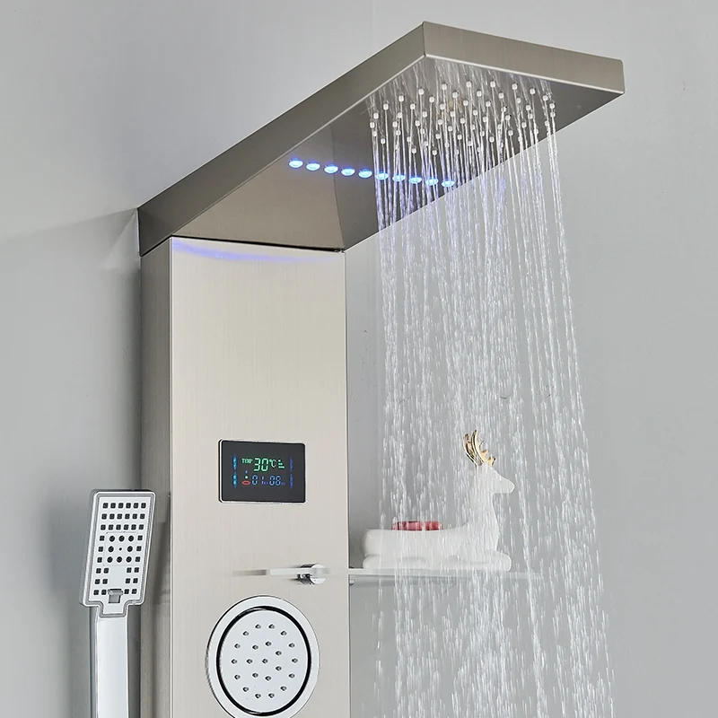 Panel Dus cu LED, Inox, efect de ploaie si jeturi cu masaj [3]