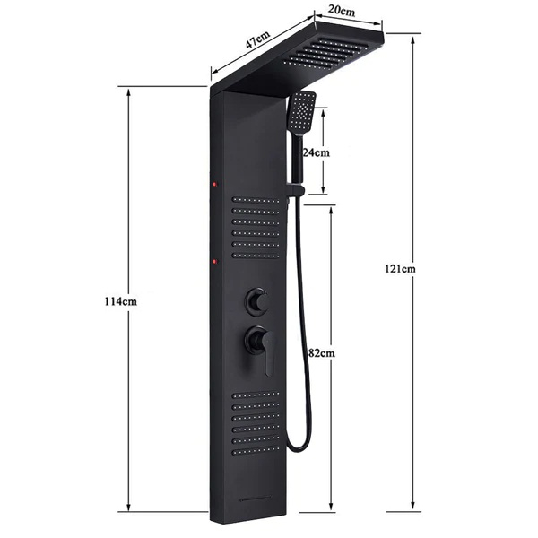 Panel Dus cu LED, negru, efect de ploaie si jeturi cu masaj [2]