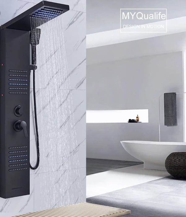 Panel Dus cu LED, negru, efect de ploaie si jeturi cu masaj [1]