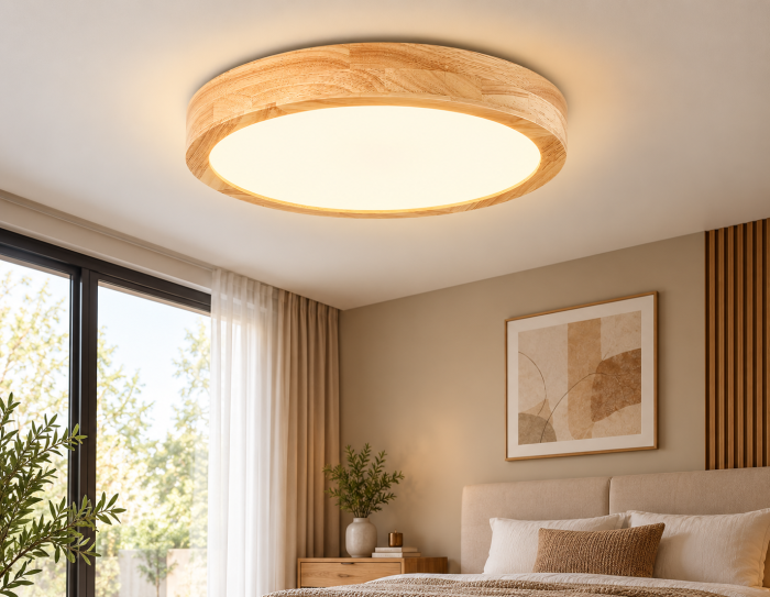 Plafonieră LED rotundă 24W Ø30 cm 3000K aspect lemn natur [2]