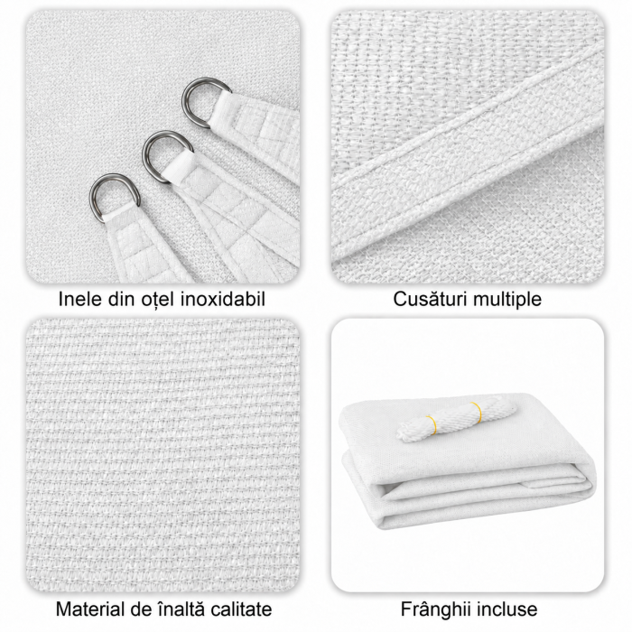 Prelată de umbră dreptunghiulară 3x6 m HDPE albă cu protecție UV [2]