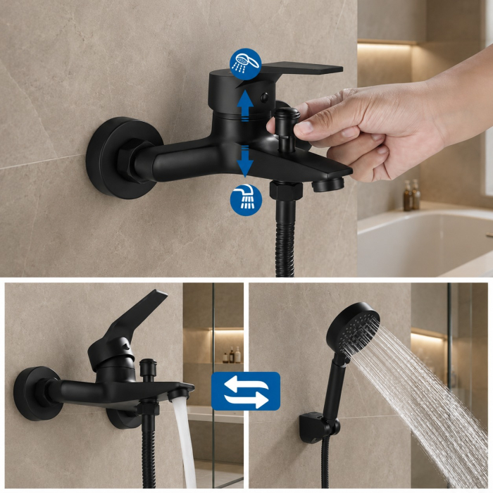 obinet de cadă negru cu duș manual 5 funcții [2]