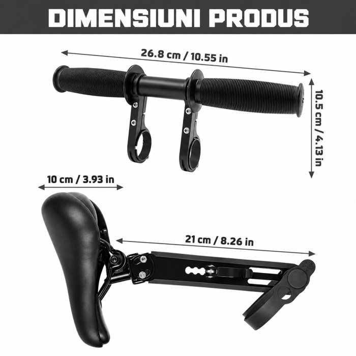 Scaun frontal bicicletă copii MINEUP cu ghidon și suporturi picioare [3]
