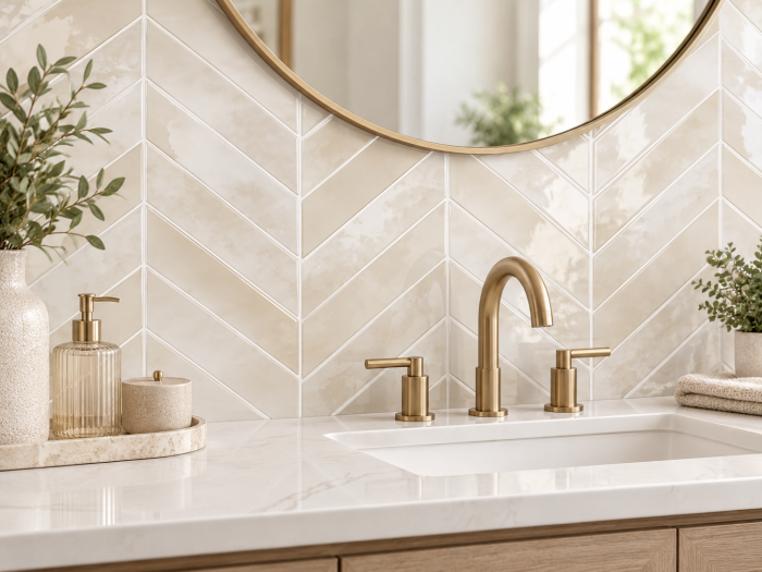 Set 10 plăci autoadezive 3D Chevron Bej – 0,66 m² [2]