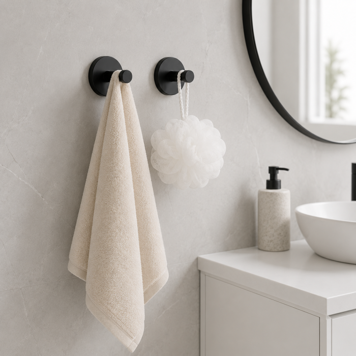 Set 4 cuiere baie negre montaj pe perete [3]