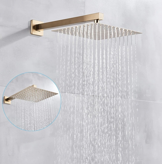 Sistem de dus incastrat auriu nichelat, para patrata 40cm cm, doua functii de curgere a apei [3]